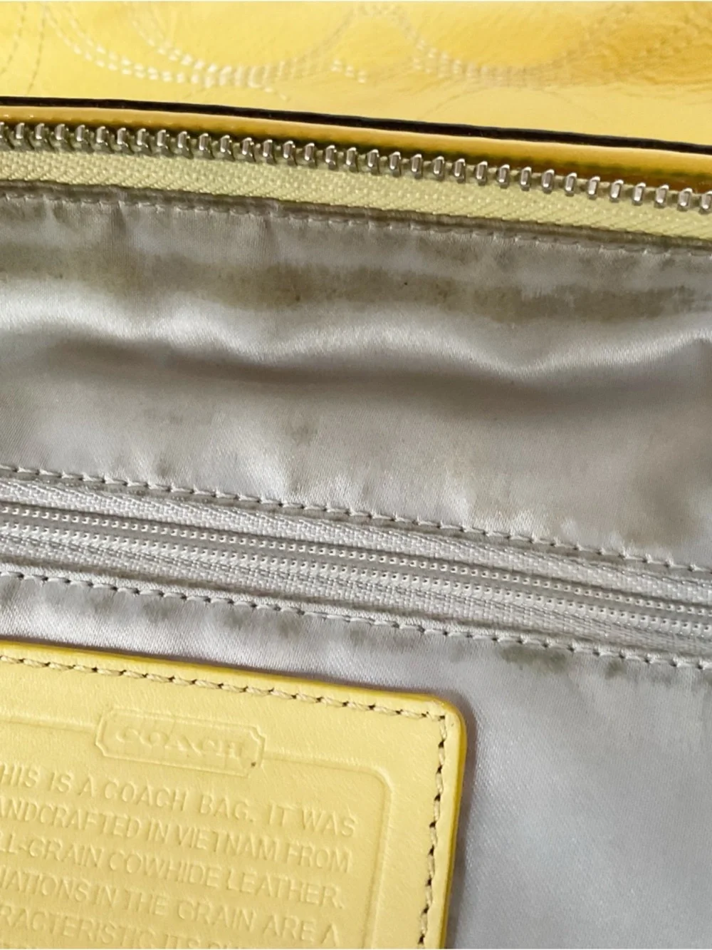 Coach 2012 Signature Patent Leather Tote in Canary Yellow (Flaws) - Picture 12 of 15